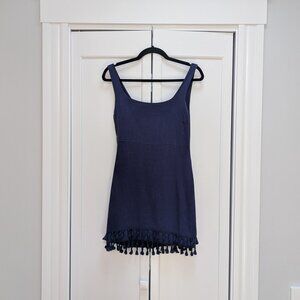 Feel the Sunshine Navy Blue Tassel Mini Dress Small